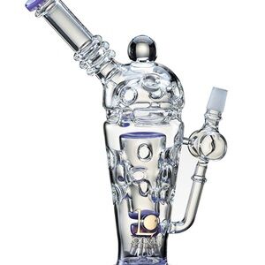 Elegant Glass Art Piece with Purple Accents